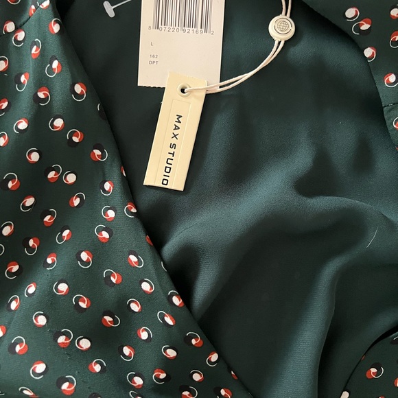 Long Sleeve Dark Green Max Studio Wrap Dress - Picture 3 of 3